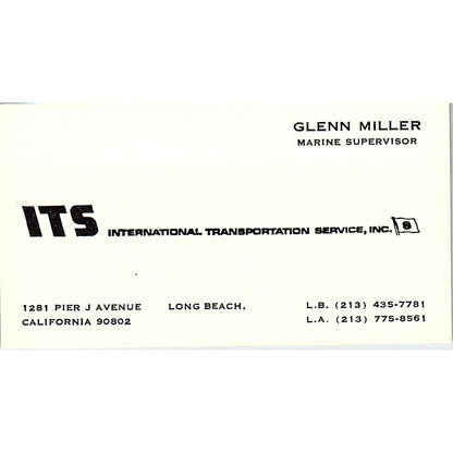 International Transportation Glenn Miller Long Beach CA Business Card SB4-B11