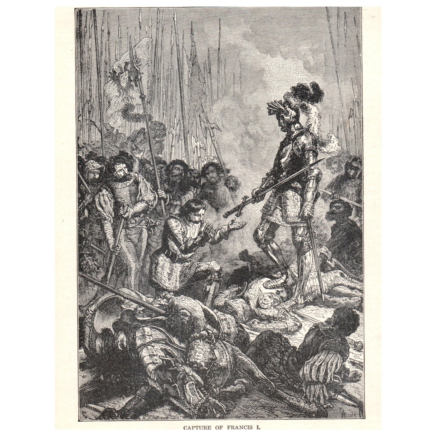 Capture of Francis I - A. De Neuville 1911 Engraving Print AF5-8