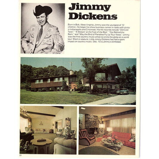 Jimmy Dickens Portrait, Bio & Home 1977 Photo Print AF3-7