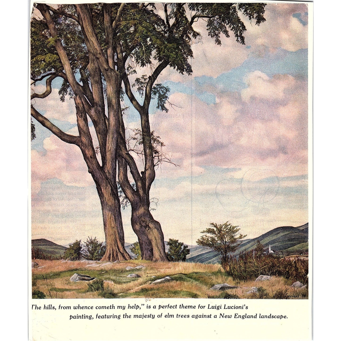 Luigi Lucioni (American/Italian 1900-1988), Hilltop Elms Art Print 7x10 V4