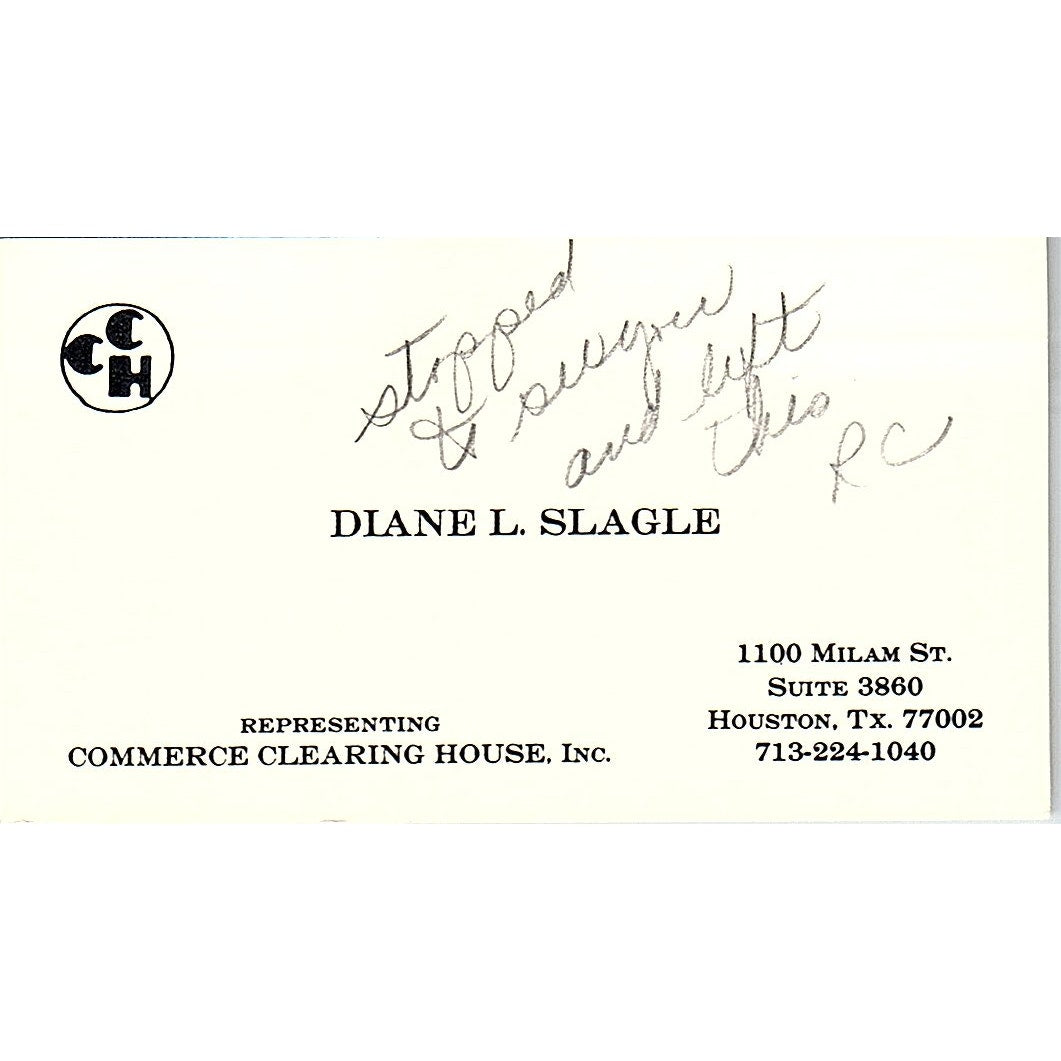 Diane L. Slagle Representing Commerce Clearing House, Inc. Houston Card SSB4-B12