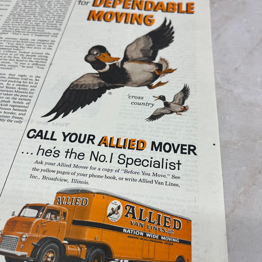 Allied Van Lines Cross Country Moving Ducks Magazine Advertisement FL6-7