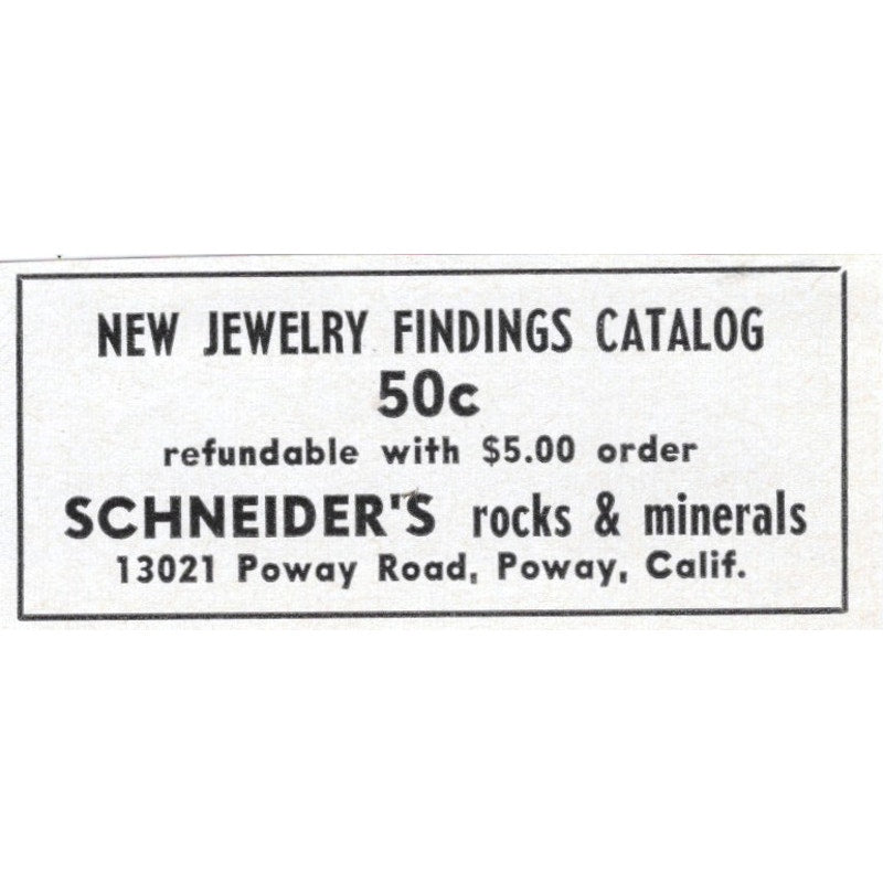 Schneider's Rocks and Minerals Poway California 1964 Magazine Ad AB6-S9