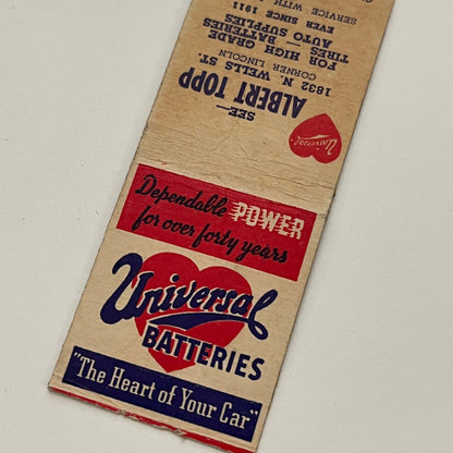 Albert Topp Universal Batteries 1832 N. Wells St Chicago Matchbook MB59-1