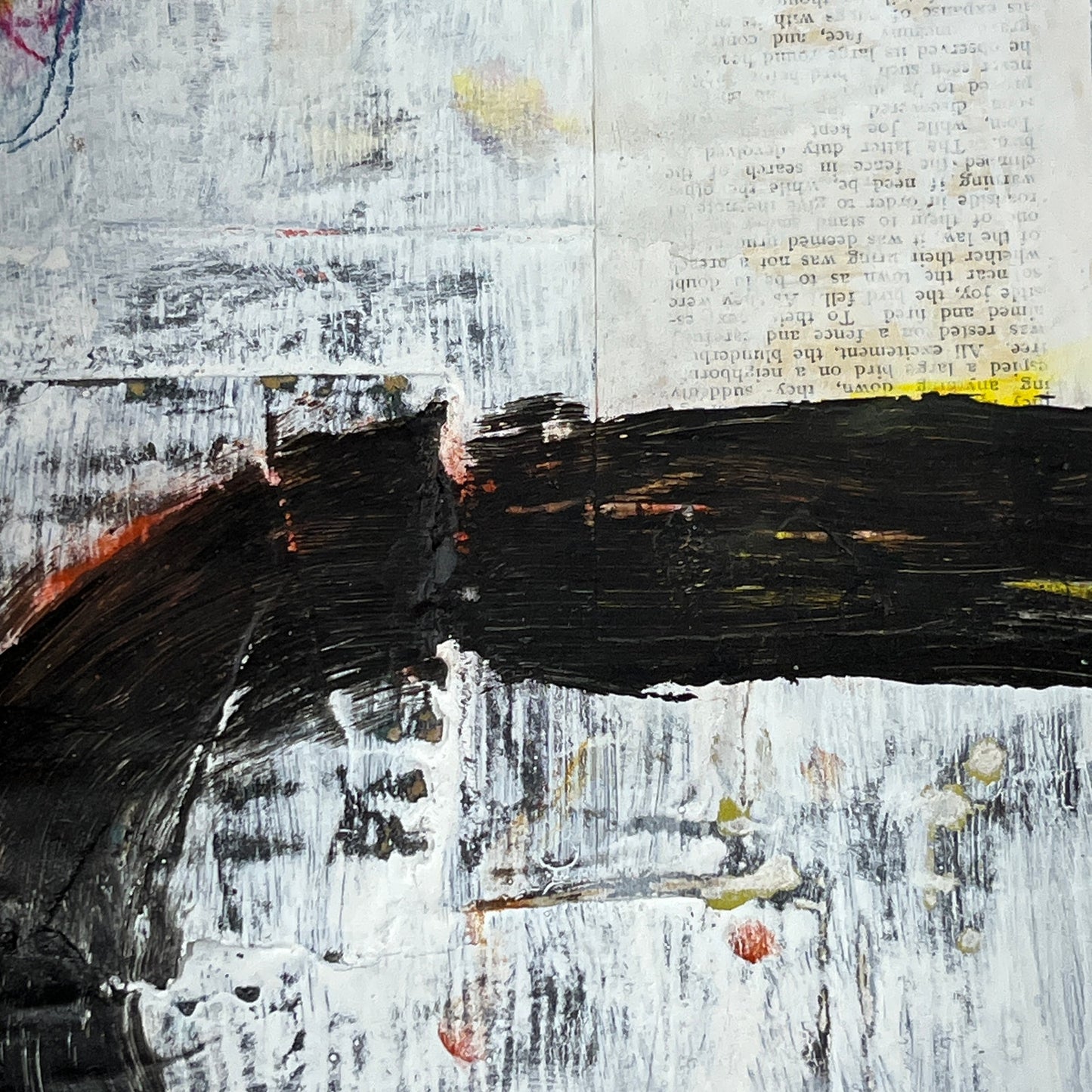 Original Grunge Minimalist Modern Art Collage Painting 8.5x11 "Nodus" Signed