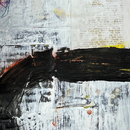 Original Grunge Minimalist Modern Art Collage Painting 8.5x11 "Nodus" Signed