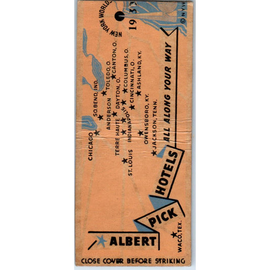 Map of Albert Pick Hotels Vintage Matchbook Cover SD4-Y9