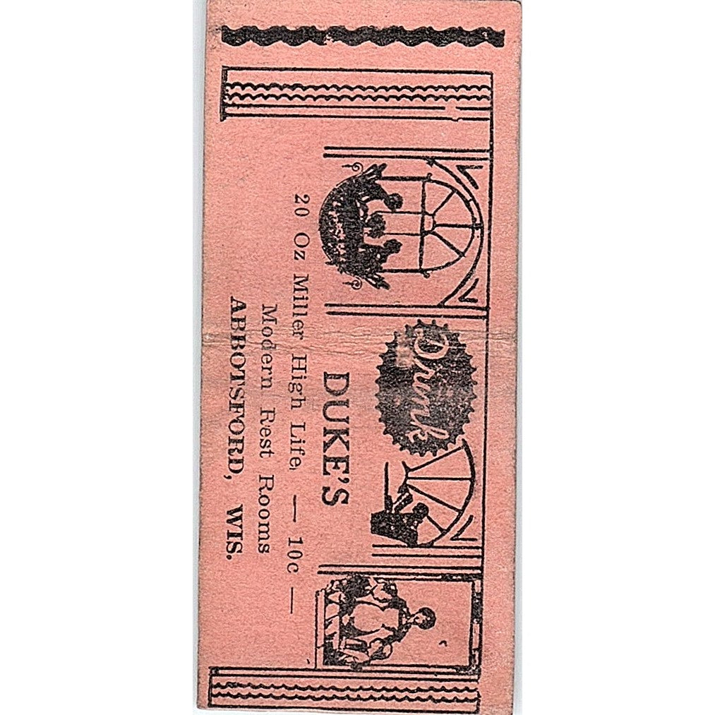 Duke's Bar and Restaurant Abbotsford WI Vintage Matchbook Cover SF3-Y2