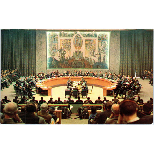 United Nations Security Council Chamber Vintage Postcard PE4