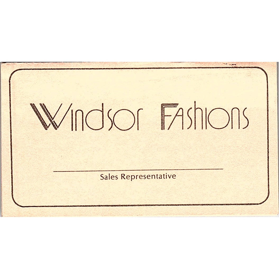 Windsor Fashions California Vintage Business Card SC9-B1