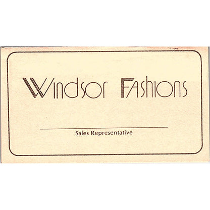 Windsor Fashions California Vintage Business Card SC9-B1