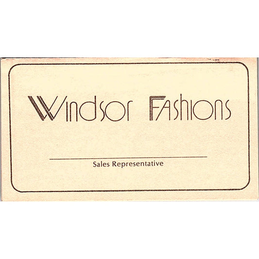 Windsor Fashions California Vintage Business Card SC9-B1