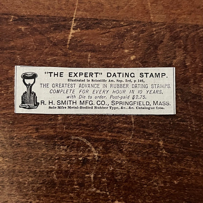 R.H. Smith Mfg Co Expert Dating Stamp Springfield Original Advertisement AD8-P29