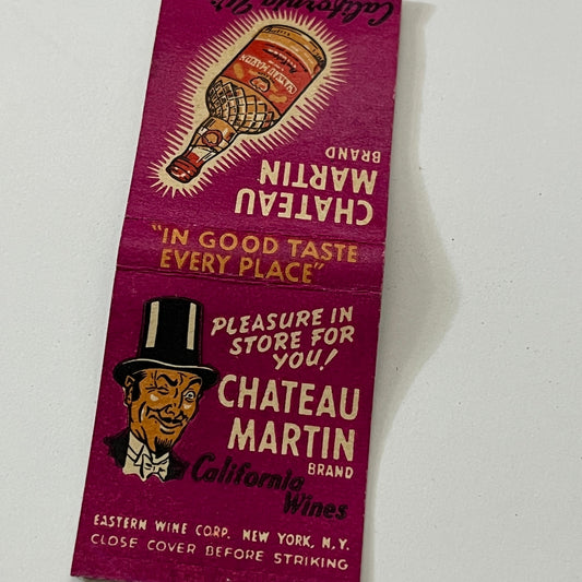 Chateau Martin Brand California Wines Vintage Matchbook Cover TB6-MB1-13