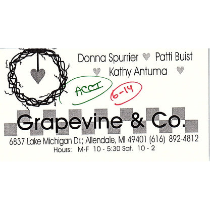 Grapevine & Co Donna Spurrier Patti Buist Kathy Antuma Allendale MI Card SC9-B9