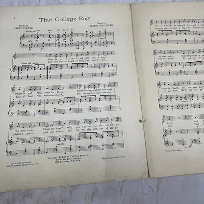 1911 That College Rag - Harry Porter Albert Von Tilzer Ragtime Sheet Music FL6-5