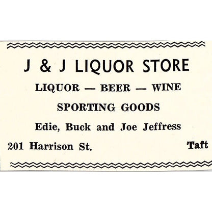 J&J Liquor Store Edie, Buck & Joe Jeffress Harrison St - Taft CA 1965 Ad AF8-S26