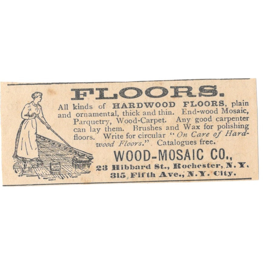 Wood-Mosaic Co Hardwood Floors Rochester NY 1892 Magazine Ad AB6-S1