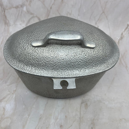 1930s Century Silver Seal Hammered Cast Aluminum Triangle Heart Pot & Lid TH5