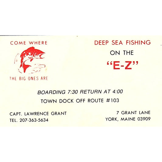 1950s Captain Lawrence Grant Deep Sea Fishing York Maine AF9-S5