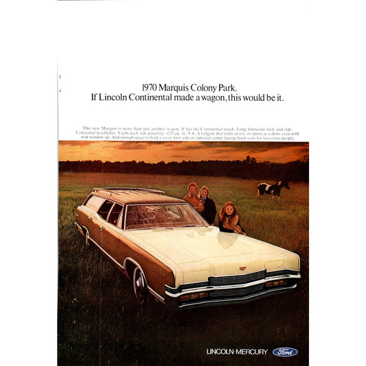 1970 Ford Mercury Marquis Colony Park Wagon Automobile Car - Magazine Ad D20