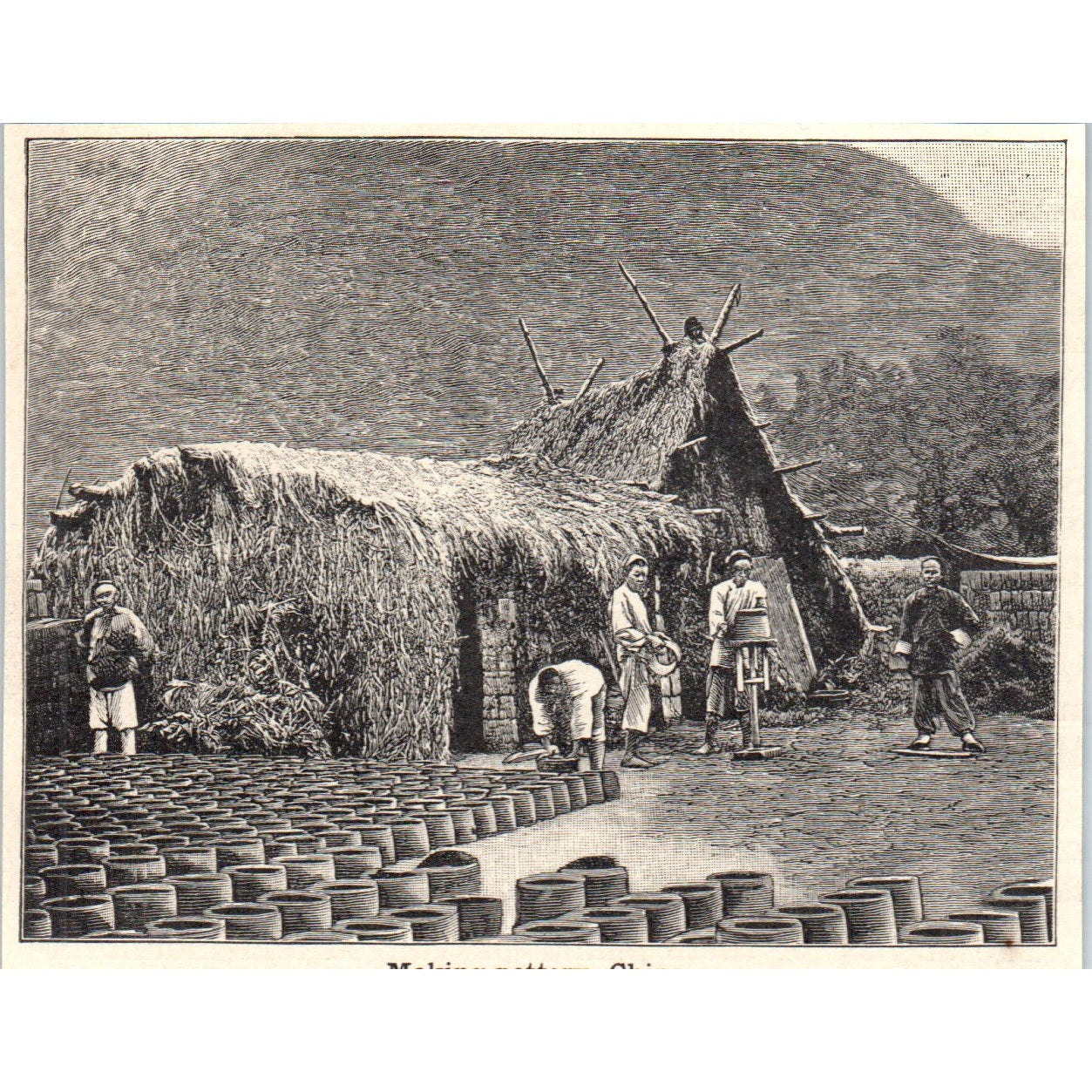Making Pottery in China 1901 Engraving AF2-A6