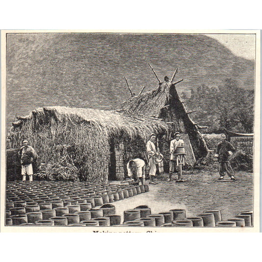 Making Pottery in China 1901 Engraving AF2-A6