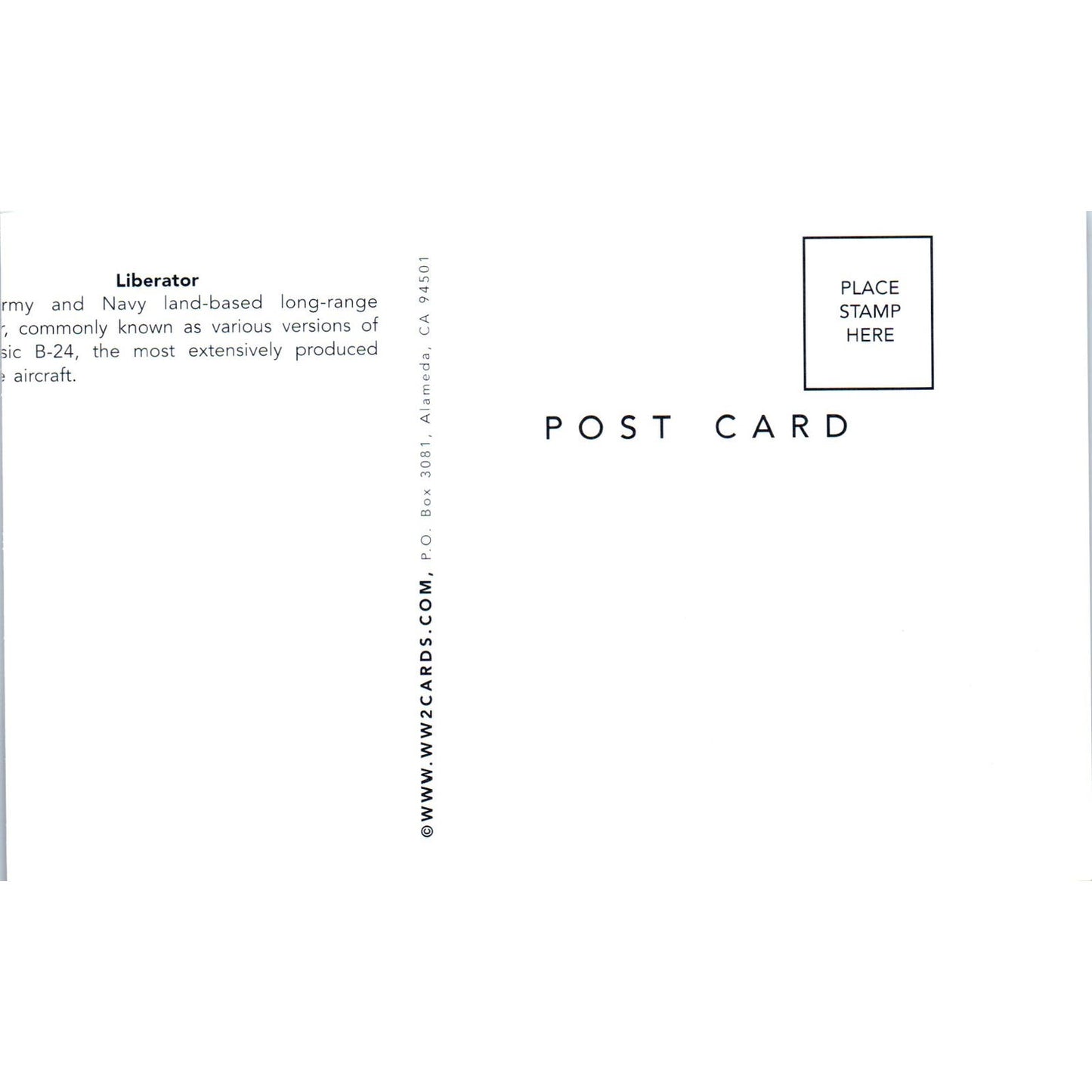 Liberator Express B-24D Bomber Vintage Postcard PC1