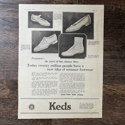1921 Keds Shoes United States Rubber Company Magazine Ad 10x14 V7