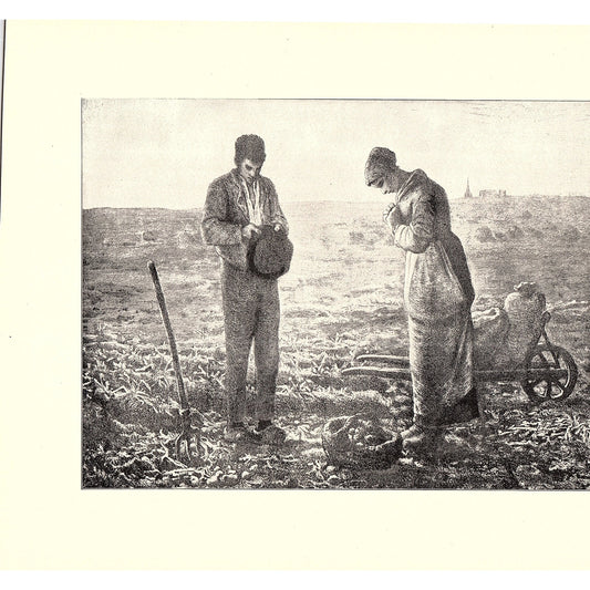 The Angelus - Jean Francois Millet - 1898 Litho Art Print D19