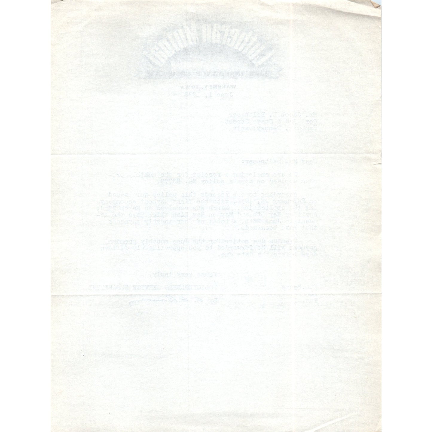 1938 Lutheran Mutual Waverly Iowa A.L. Bruns Letterhead Memo D20