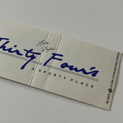 Walter Payton's Thirty Four's Restaurant Chicago Vintage Matchbook MB59-4