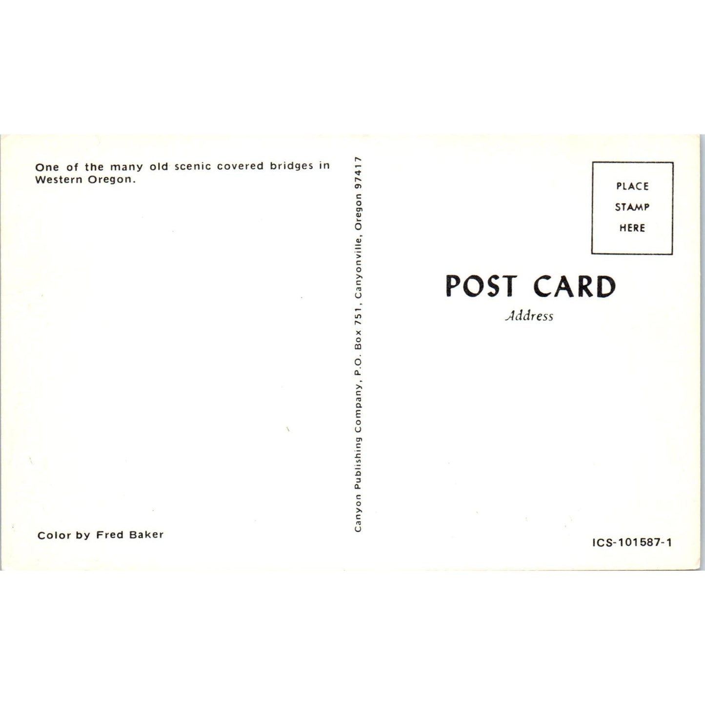 Mt. McKee Bridge Applegate River Oregon Covered Bridge Postcard PB12