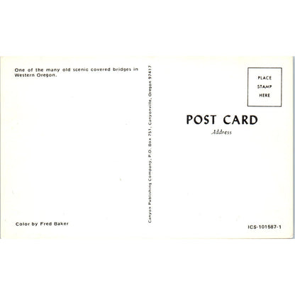 Mt. McKee Bridge Applegate River Oregon Covered Bridge Postcard PB12