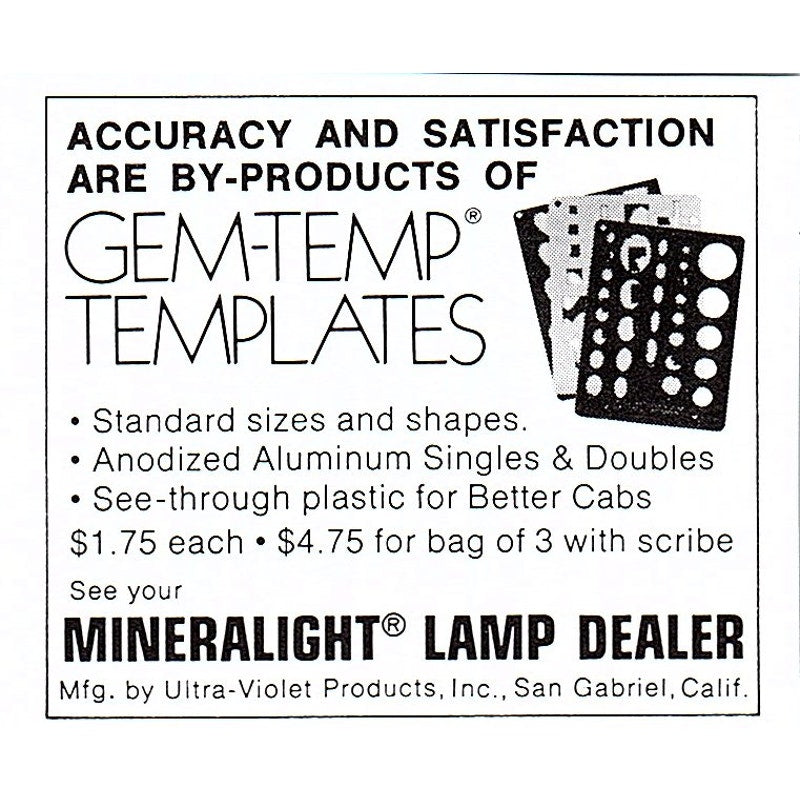Gem-Temp Mineralite Lamp Ultra-Violet Products San Gabriel CA 1972 Ad AF8-M1