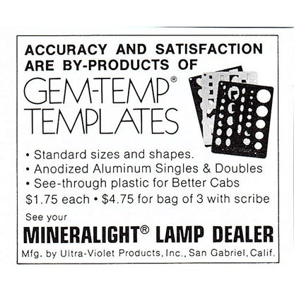 Gem-Temp Mineralite Lamp Ultra-Violet Products San Gabriel CA 1972 Ad AF8-M1