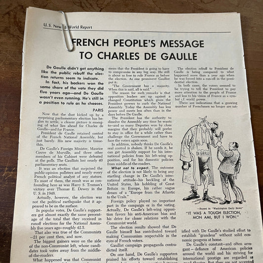 French People's Message to Charles De Gaulle 2 Pages 1967 Article AG1-15