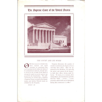 1956 The Supreme Court of the United States Information Travel Brochure TJ5-TB