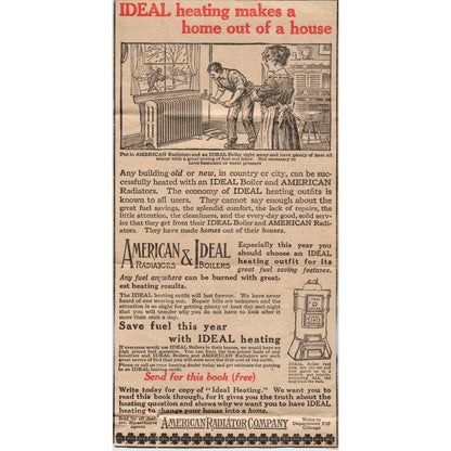 1917 American Radiators and Ideal Boilers Home Heating Advertisement AE6