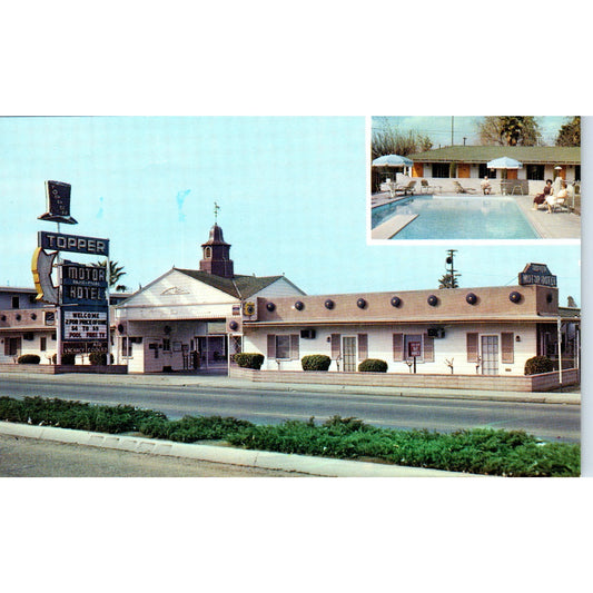 Topper Motor Hotel Bakersfield California Vintage Postcard PD10