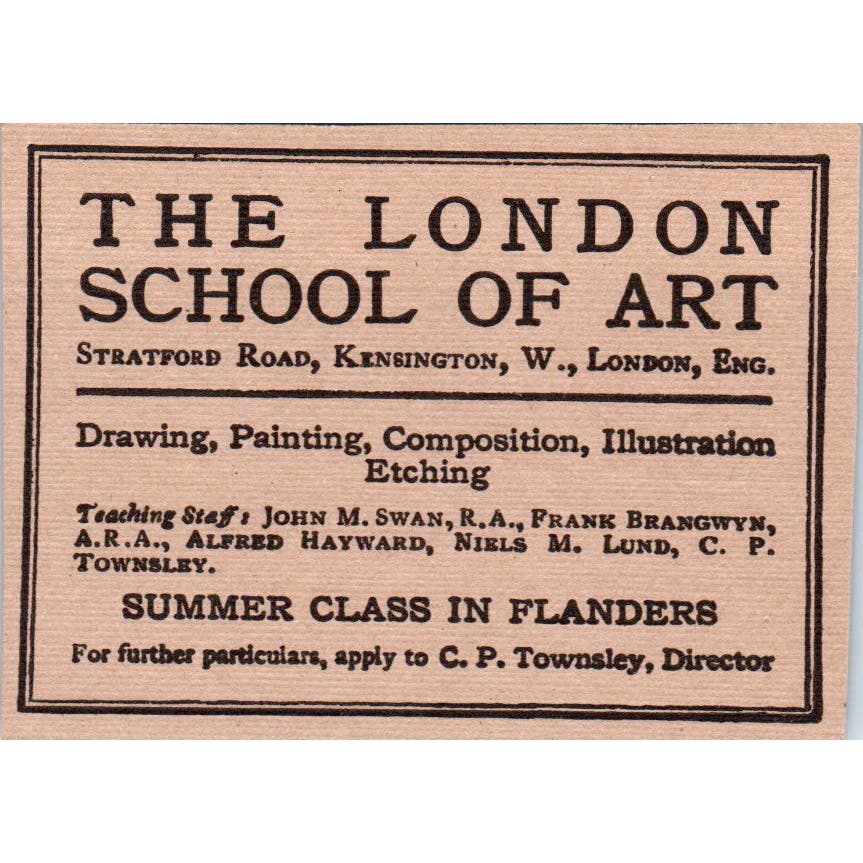 The London School of Art C.P. Townsley c1905 Victorian Ad AE9-MA9