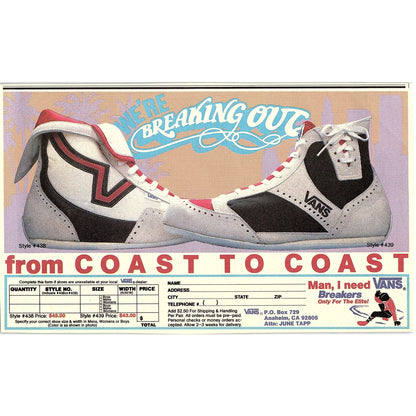 Vans Breakdancing Shoes Coast to Coast Anaheim CA 1984 Ad AF8-3
