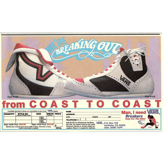 Vans Breakdancing Shoes Coast to Coast Anaheim CA 1984 Ad AF8-3