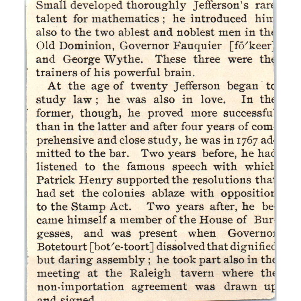 Jefferson Writing The Declaration of Independence c1890 Victorian Print AE8-CH10