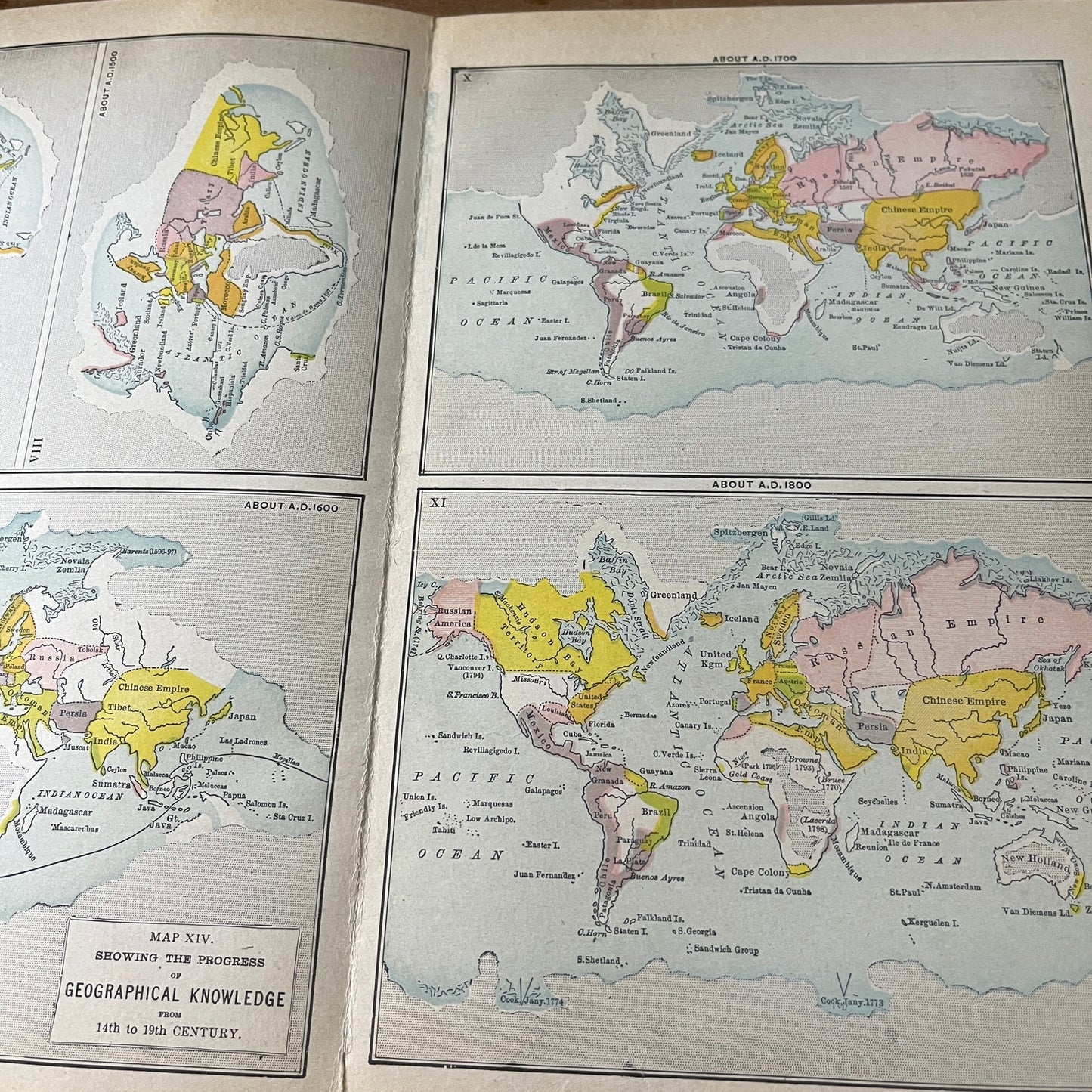 Map Showing Progress of Geographical Knowledge 14h - 19th Century 1911 Print D19