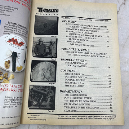 1994 Jan - Treasure Magazine - Treasure Hunting Prospecting Metal Detector M16