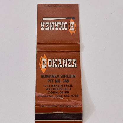 Bonanza Sirloin Pit No 748 Wethersfield CT Vintage Matchbook Cover TB6-MB1-8