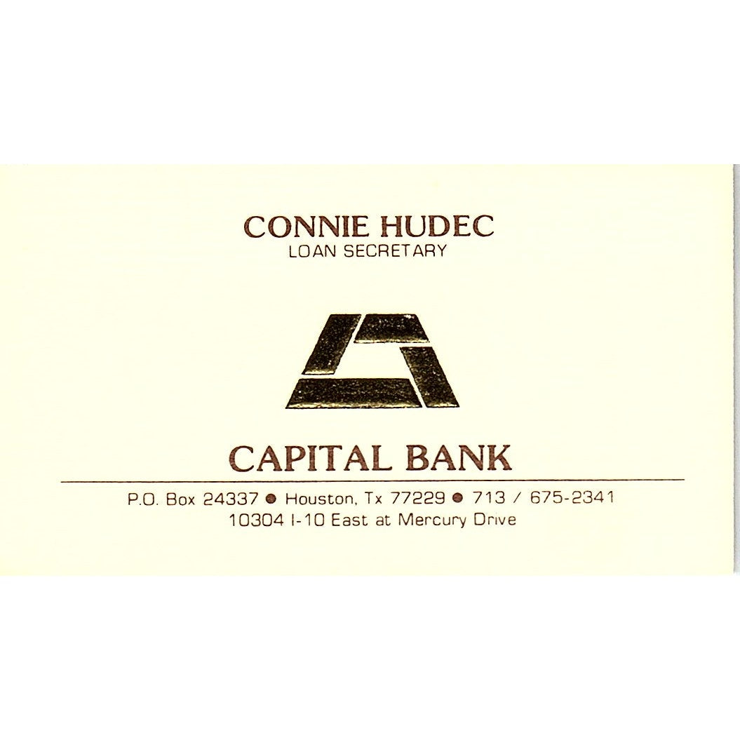 Connie Hudec Capital Bank Houston Vintage Business Card SC9-B5