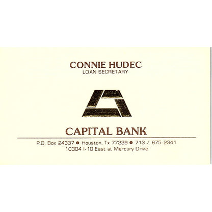 Connie Hudec Capital Bank Houston Vintage Business Card SC9-B5