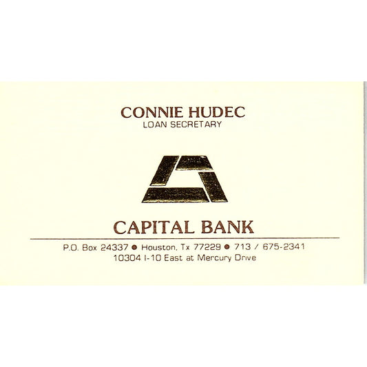 Connie Hudec Capital Bank Houston Vintage Business Card SC9-B5